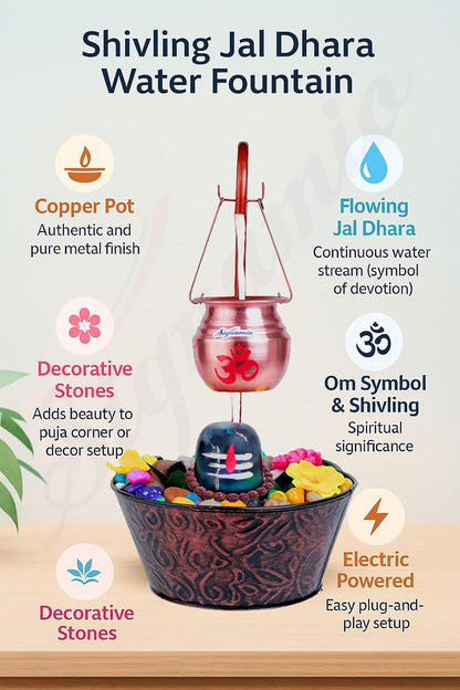 SIGNAMIO Iron Essence Of Shiva Waterfall Fountain, Aromatic Fountain, Lord Shiva Idol Shivling Incense Holder, Home Decor, Temple, Office - 17X9 Inch