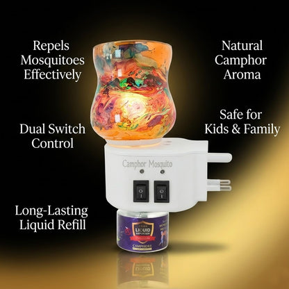 Signamio 3 in 1 Multi-Functional Camphor Diffuser Burner - Kapoor Dani Electrical Camphor with Night Lamp & Mosquito Repellent | Kapoor Dani for Home Fragrance and Ambient Lighting DN-30