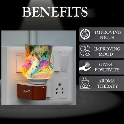 SIGNAMIO Multi Color 2 in 1 Electric Kapoor Dani Burner: Essential Home Fragrance Product & Room Freshener Diffuser with Night Lamp for Pooja Rooms, Aroma, Oil & Camphor Diffuser Capabilities-DN-24