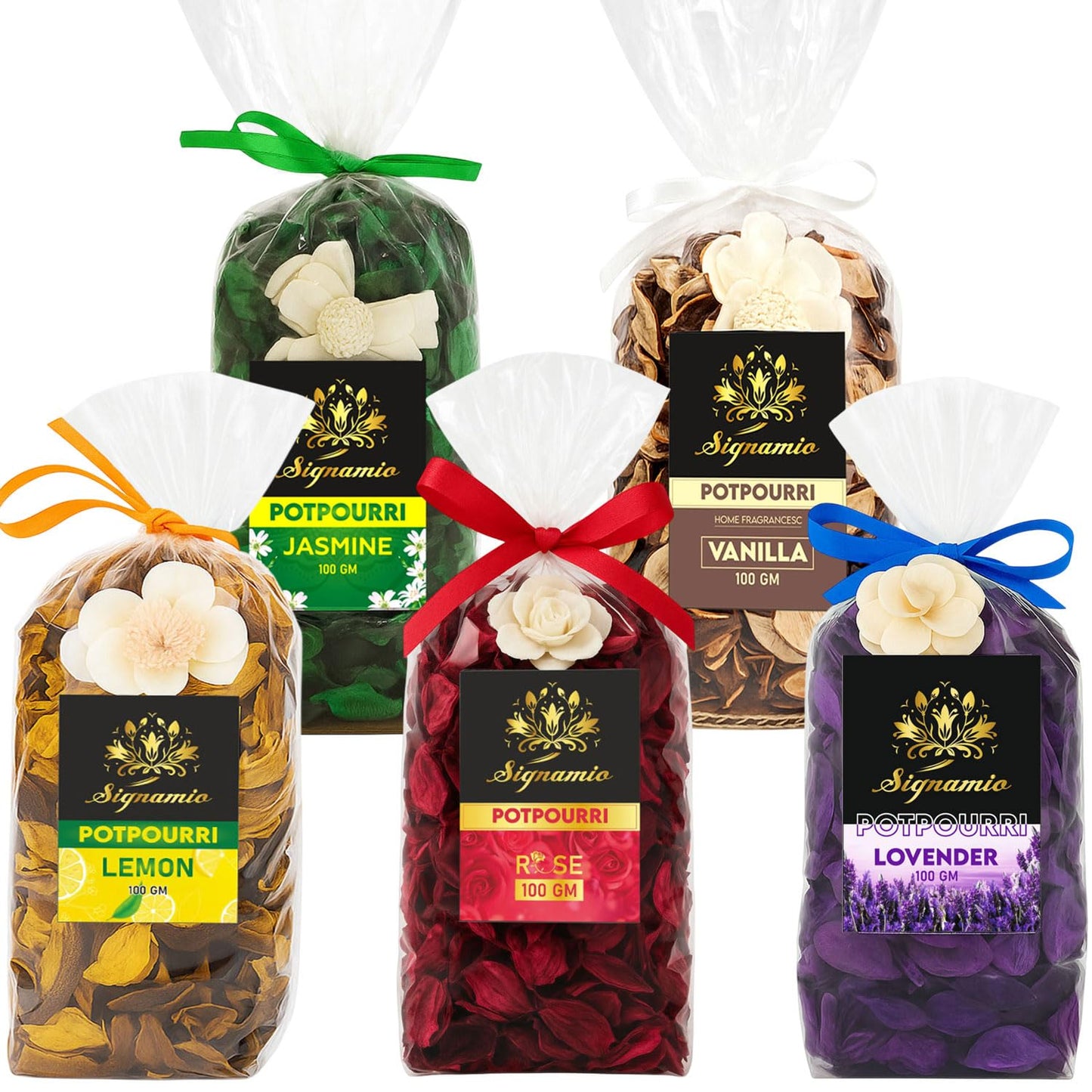 SIGNAMIO Potpourri Flowers - Dry Flowers for Decoration, Scented Dry Flower Mix for Home Decor, Natural Fragrance, Floral Arrangement, Aromatic Bowl Filler, Gift Basket Filler - Lemon