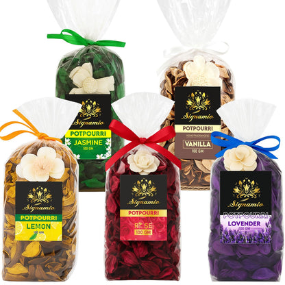SIGNAMIO Potpourri Flowers - Dry Flowers for Decoration, Scented Dry Flower Mix for Home Decor, Natural Fragrance, Floral Arrangement, Aromatic Bowl Filler, Gift Basket Filler - Vanila