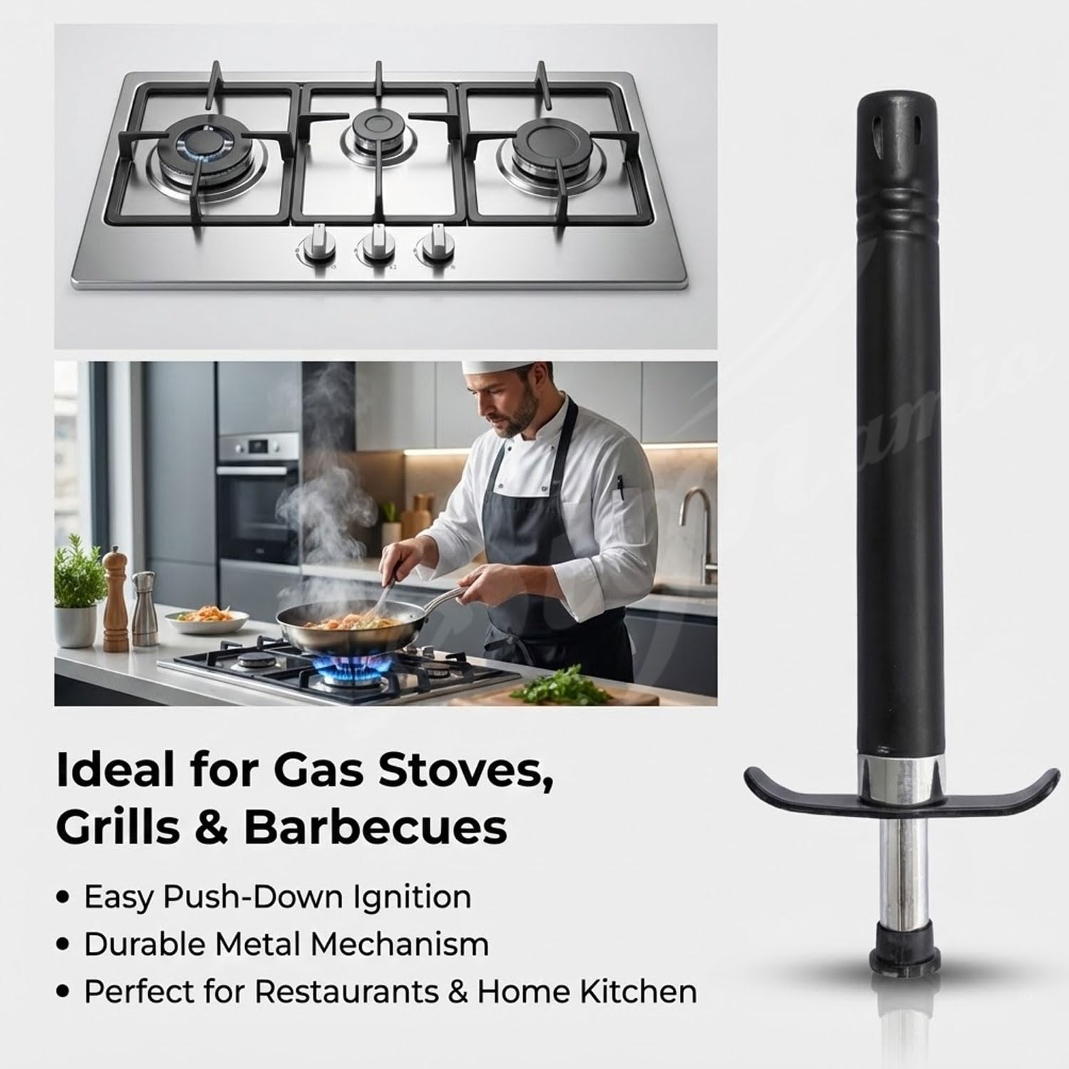 Signamio Gas Lighter for Kitchen - Durable Lighter for Gas Stove, Easy-to-Use Gas Lighter with Ergonomic Handle, Safe Ignition, Perfect for Home Cooking, BBQ, and Camping Needs