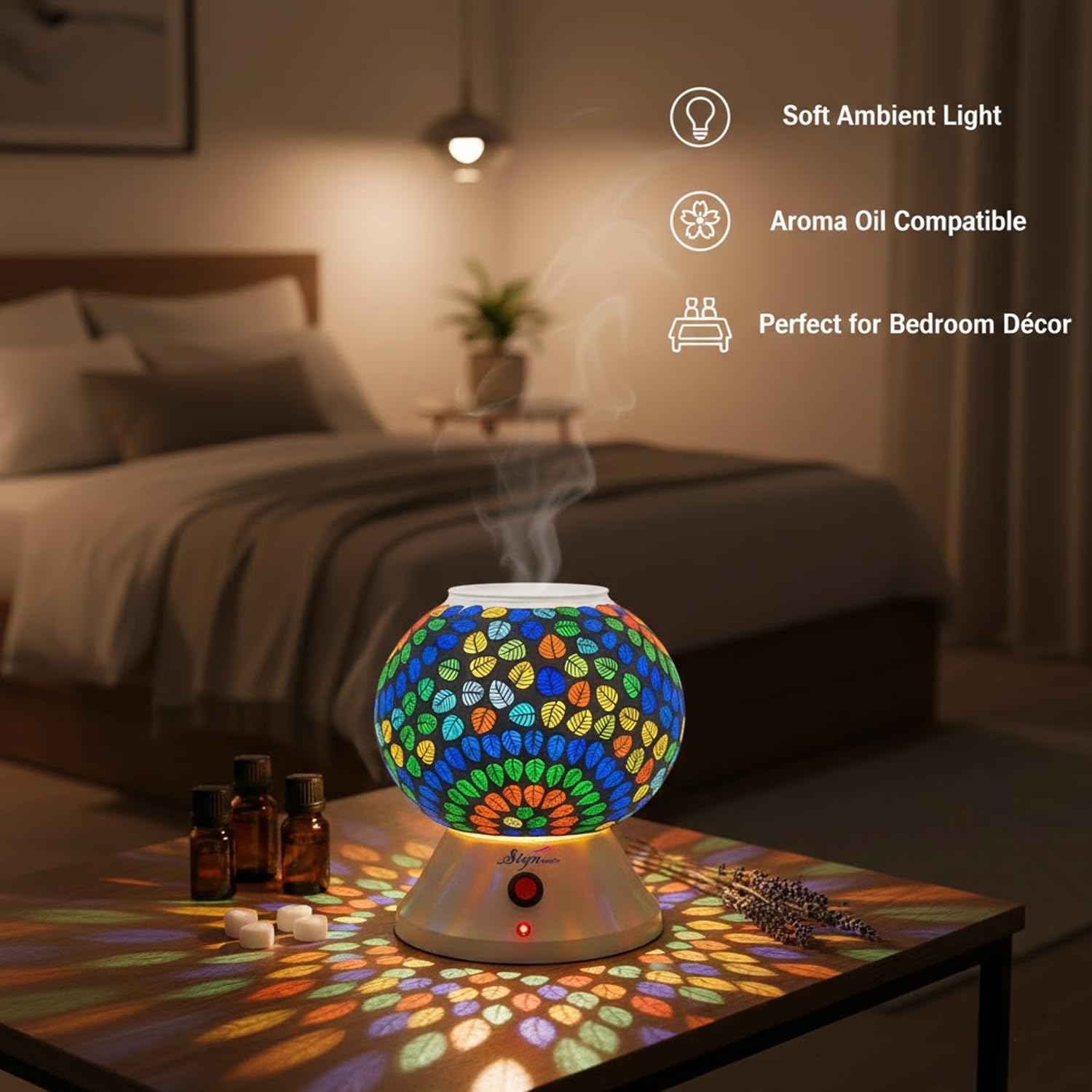 Signamio Hand Made Table Top Camphor Diffuser Burner - Kapoor Dani Electrical Aroma Oil Diffuser Night Lamp - Kapoor Machine for Home & Office DN-2 (Aroma Oils not Included)