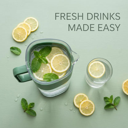 Signamio 1800 ML Water Jug with Lid & Handle | Plastic Juice Jug for Water, Juice & Beverages | Water Jug for Dining Table | Easy Pour Serving Pitcher for Home, Kitchen & Refrigerator - Pista