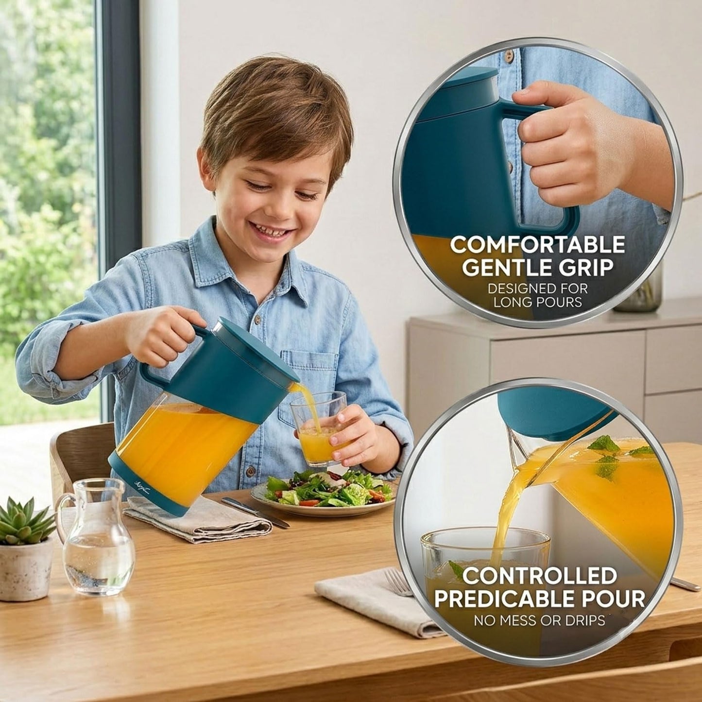 Signamio 1800 ML Water Jug - Elegant Jug for Water and Juice Serving, Ideal Water Jugs for Dining Table - 1800 ML Capacity, Durable and Stylish Design for Home and Office Use-Green