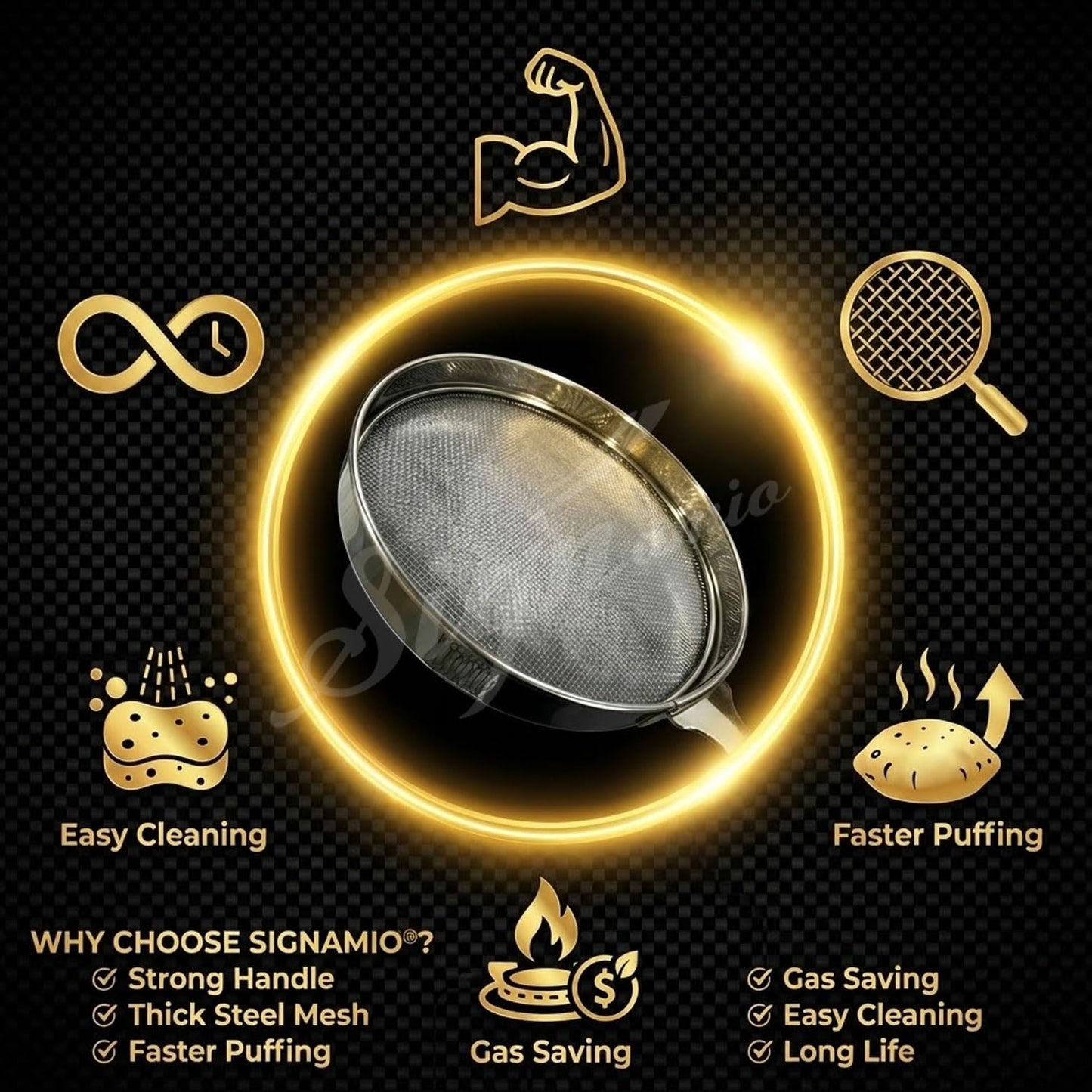 Signamio Gas Griller for Home - Phulka Grill for Gas Stove, Roti Jali, Papad Jali, Pulka Grill, Gas Roaster - Ideal Kitchen Tool for Perfect Phulka Roti and Crispy Papad - 40x23 cm