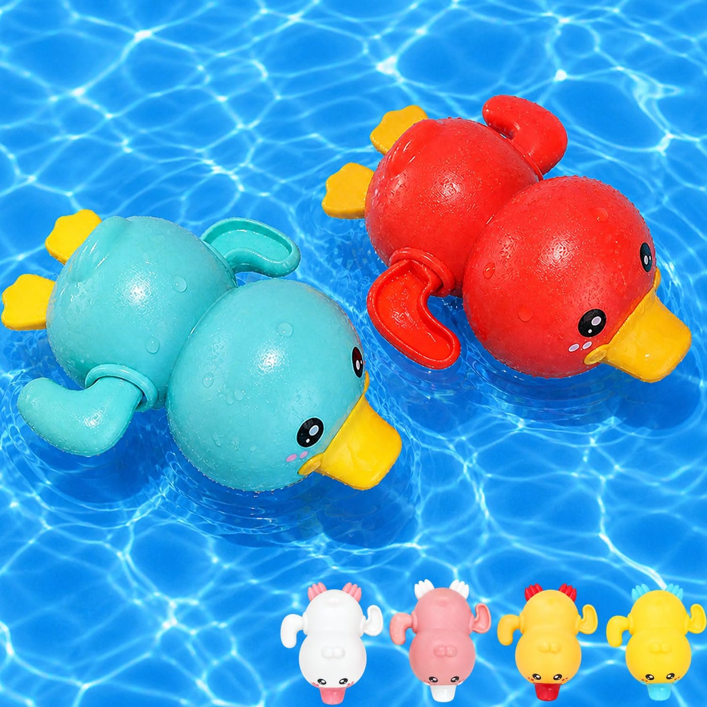 SIGNAMIO® 2 Pack of Wind Up Penguin Spinner Bath Toys for Kids Floating Water Animals, Suction Bath Tub Toys, Baby Bathing Fun, Multi-Color, Perfect Tummy Time Water Play