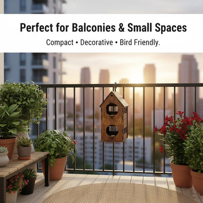 Signamio Upgraded Dual Bird Nest Space, Wooden Bird House - Ideal Birds Nest for Outdoor Gardens, Durable Wood Construction, Perfect for Attracting and Sheltering Diverse Bird Species