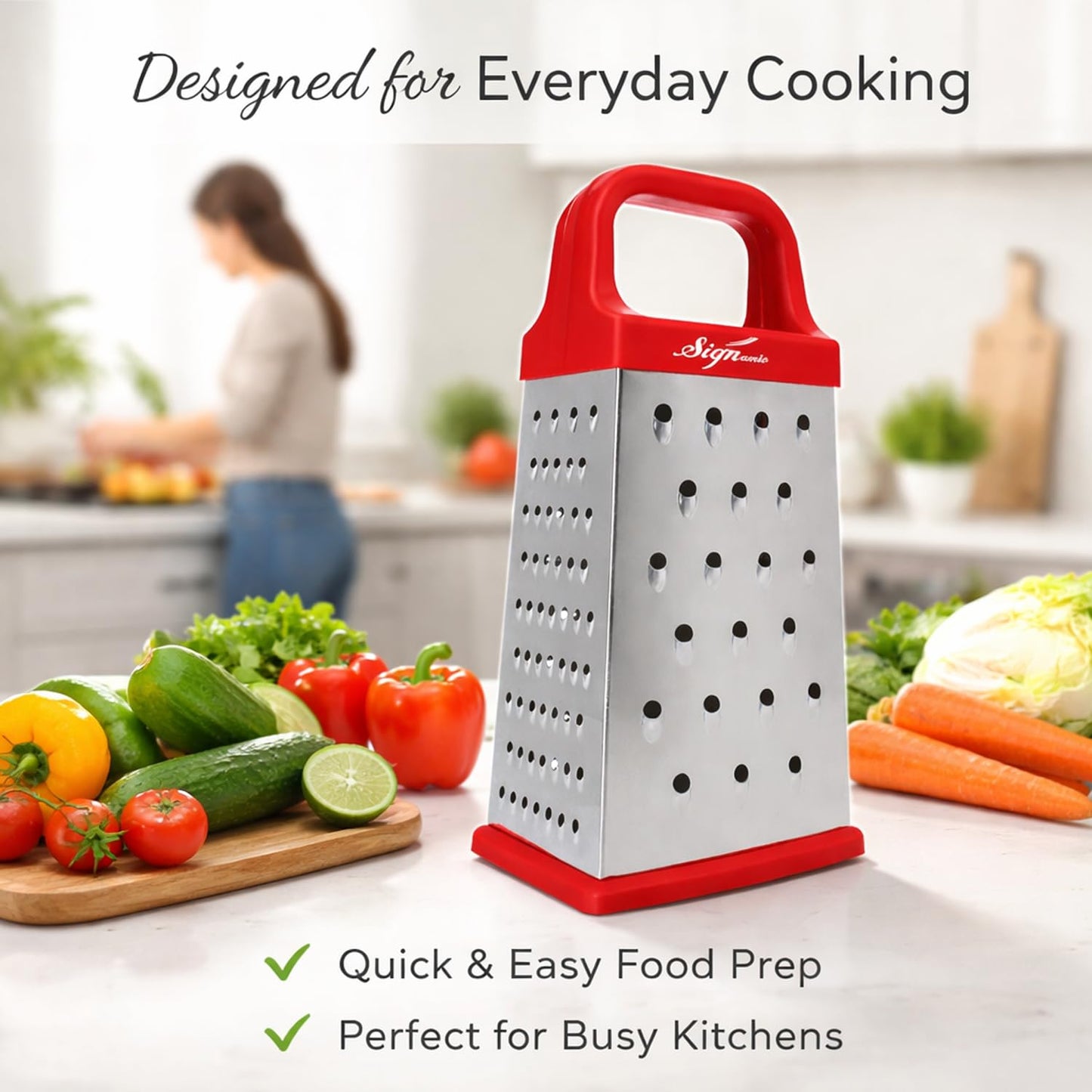 Signamio 5 in 1 Grater Stainless Steel Box, Vegetable Slicer for Kitchen - Multi-Function Carrot Grater Machine, Premium Design for Effortless and Efficient Food Preparation - Multicolor