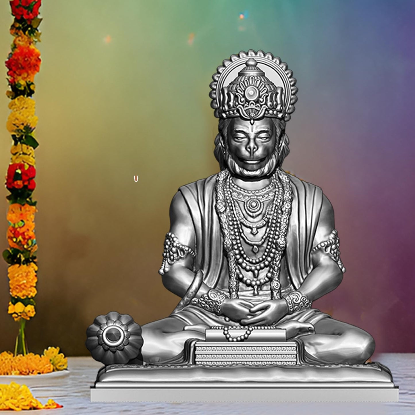 SIGNAMIO® Silver Hanuman Ji Idol Statue for Car Dashboard - Divine Bajrangbali Murti, Perfect Hindu God Gift Item and Home Puja Decoration Ideal Hanuman Murti as Car Dashboard Accessory