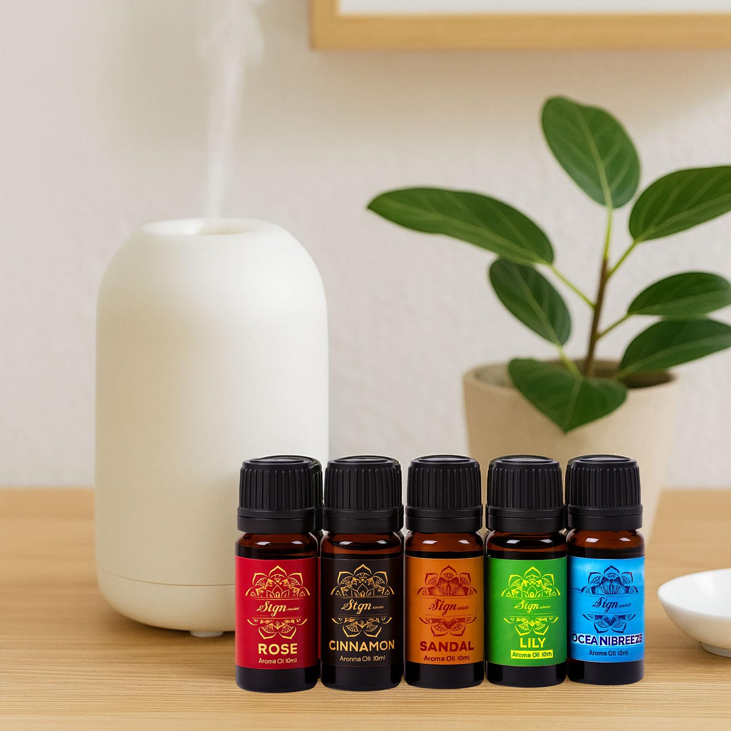 Signamio 10 Pcs Essential Oil Set - Premium Reed Diffuser Fragrance Aroma Oil Collection for Home & Office - Long-Lasting Scented Essential Oil Blends for Relaxation & Wellness