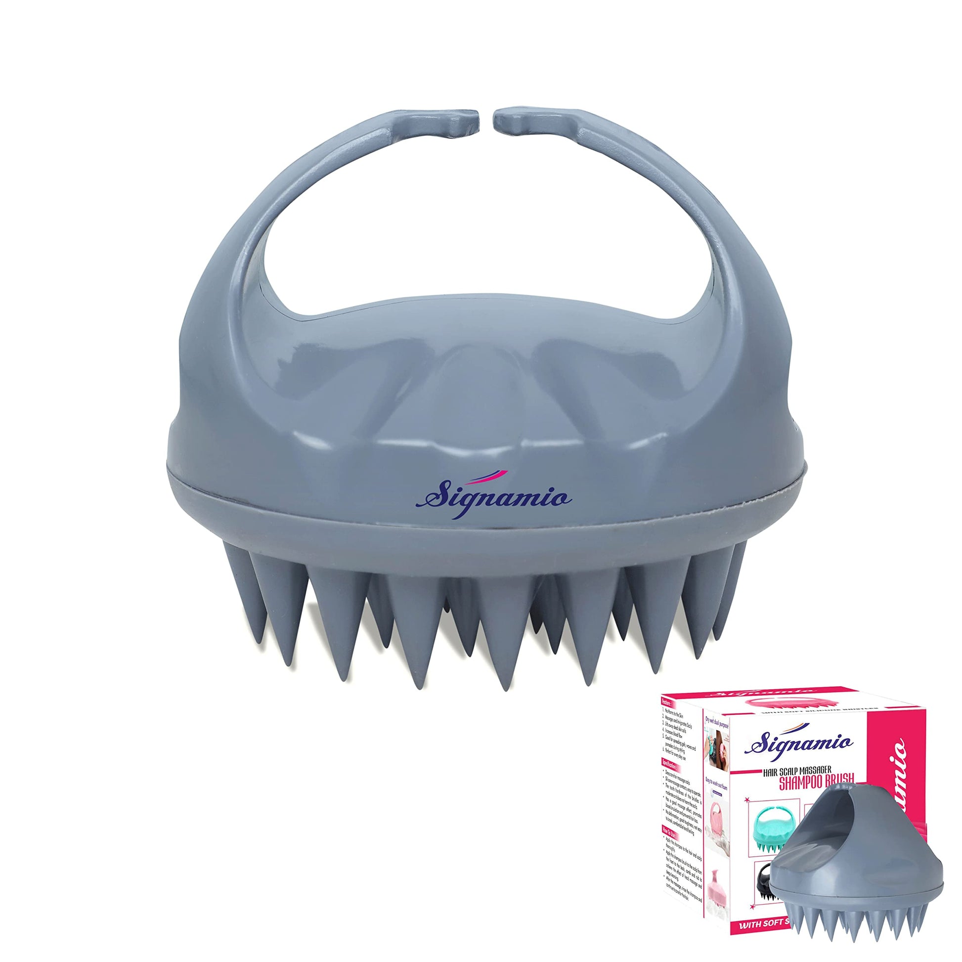 SIGNAMIO® Shampoo Brush Silicon Scalp Massager Hair Brush Wet Dry Comb Head Scrubber 100% Comfortable for Hair Improve Blood Circulation for Men,Women Pets - Pink - Pack 1