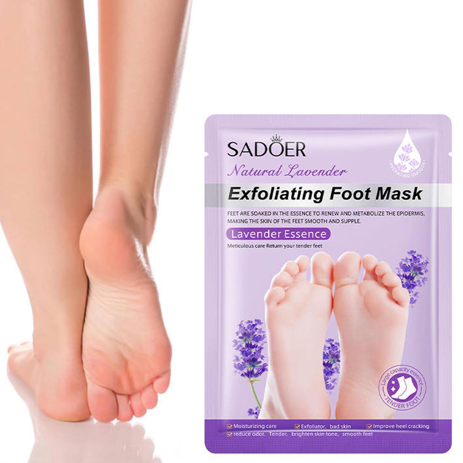 Signamio Foot Mask Peeling Feet Mask for Cracked Feet - Foot Peeling Mask Exfoliator - Callus Remover Foot Mask for Smooth, Soft Feet - Hydrating Foot Care Treatment - Lavender