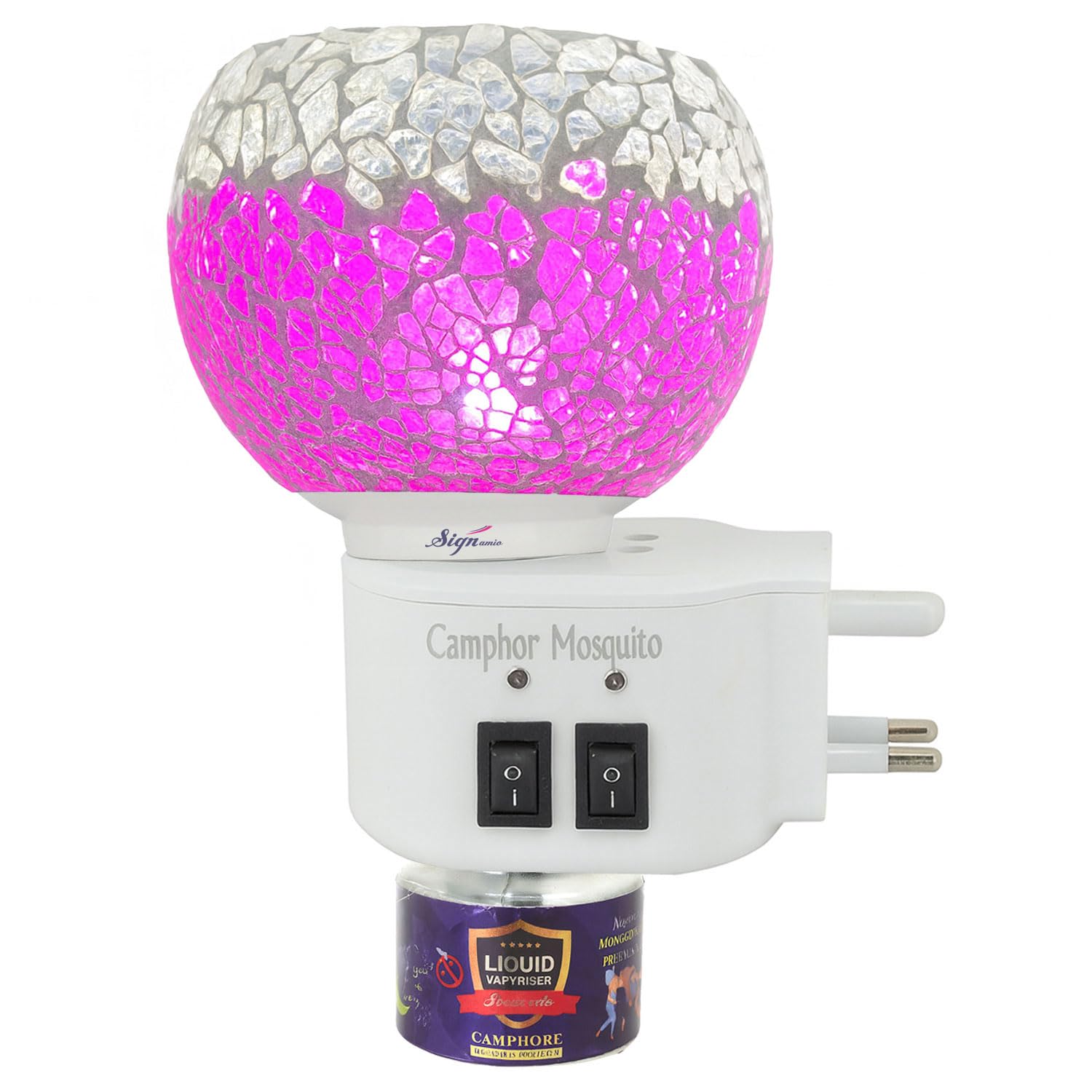 SIGNAMIO Multi Color 2 in 1 Kapoor Dani Electric Camphor Diffuser Burner & Aroma Diffuser Home Fragrance with Night Lamp, Perfect for Pooja Rooms & Daily Room Freshener Needs - DN-1