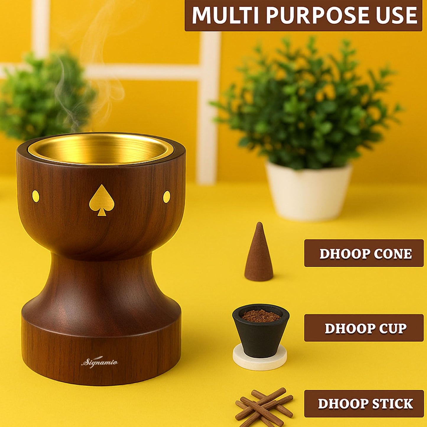 Signamio Wooden Dhoop Holder Stand - Elegant Bakhoor Burner & Loban Burner, Versatile Dhoop Stand for Incense, Crafted for Home Decor, Ideal for Meditation & Aromatherapy Sessions-DN-1
