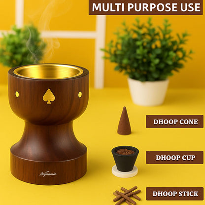 Signamio Wooden Dhoop Holder Stand - Elegant Bakhoor Burner & Loban Burner, Versatile Dhoop Stand for Incense, Crafted for Home Decor, Ideal for Meditation & Aromatherapy Sessions-DN-1
