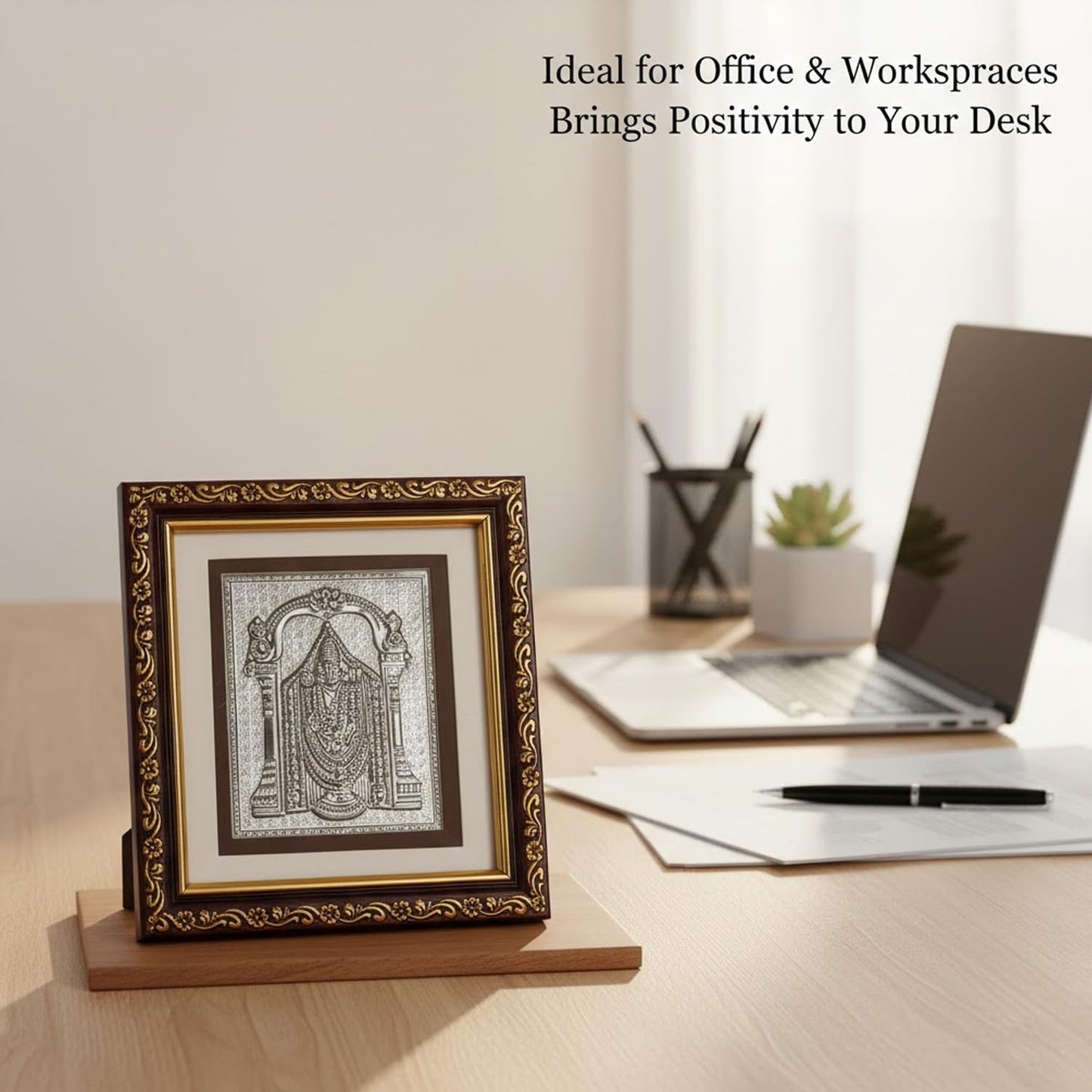 SIGNAMIO 999 Pure Silver Tirupati balaji Photo Frame - Elegant Gift for Pooja Room, Ideal Pure Silver Gift Items