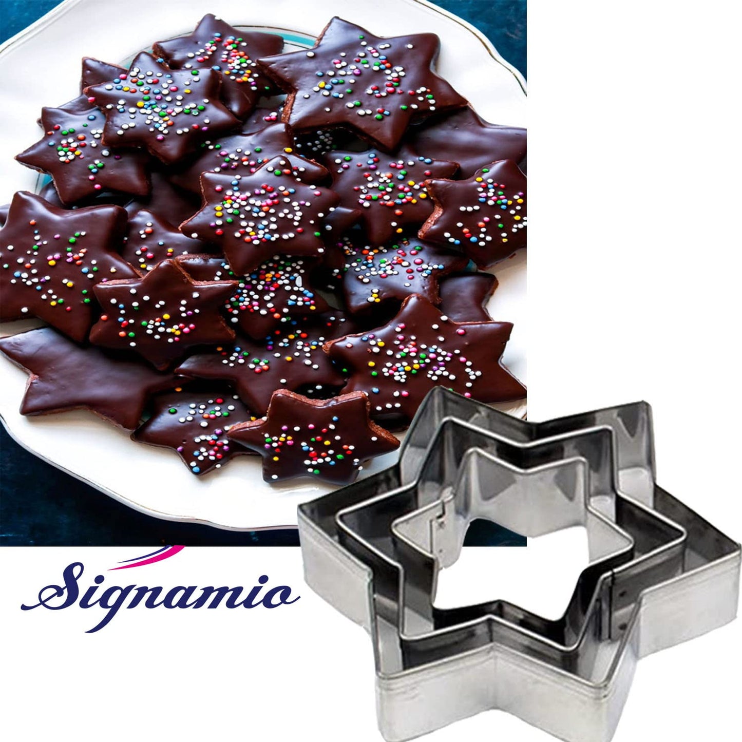 SIGNAMIO® Stainless Steel Cookie Cutter Shapes for Kids Flower, Round, Heart, Star Biscuit Metal Molds Cutters for Kitchen,Baking,Cutlet, Pastry Tools - 12 pcs Each Set