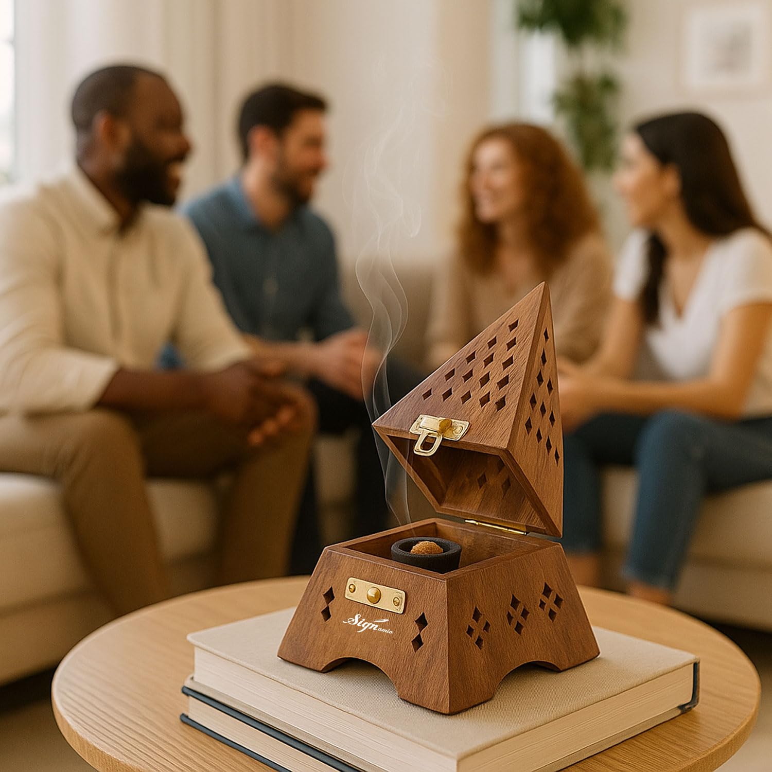 SIGNAMIO® Eiffel Tower Wooden Sambrani Dhoop Stand Incense Holder: Perfect Pooja Room Stand Decoration Item, Dhup Dani & Doopam Holder, Essential Puja Item for Home Mandir and Pooja Thali Set Rituals