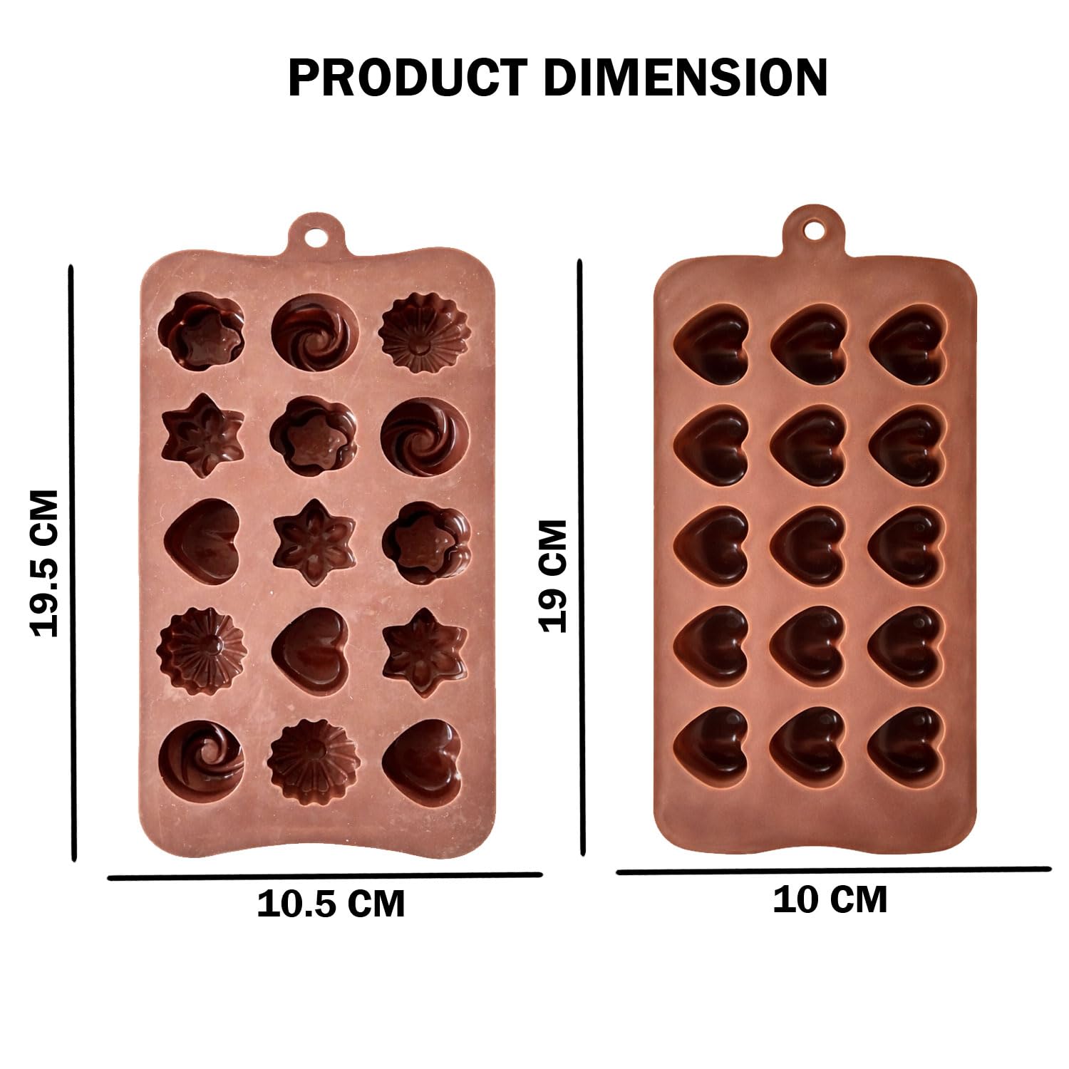 Signamio Chocolate Mould Silicone Set, 2 Pcs Heart Shape & Multi Design Chocolate Silicone Moulds for Baking and Crafting, Durable and Flexible Chocolate Mould for Creative Designs