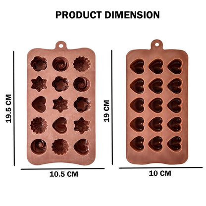 Signamio Chocolate Mould Silicone Set, 2 Pcs Heart Shape & Multi Design Chocolate Silicone Moulds for Baking and Crafting, Durable and Flexible Chocolate Mould for Creative Designs