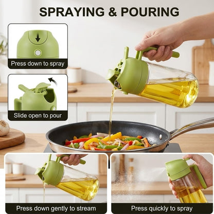 Signamio 2in1 Glass Oil Sprayer Bottle for Cooking - Versatile Oil Dispenser for Kitchen - Premium Oil Dispenser for Precise Cooking with Innovative Design for Easy Use and Refill