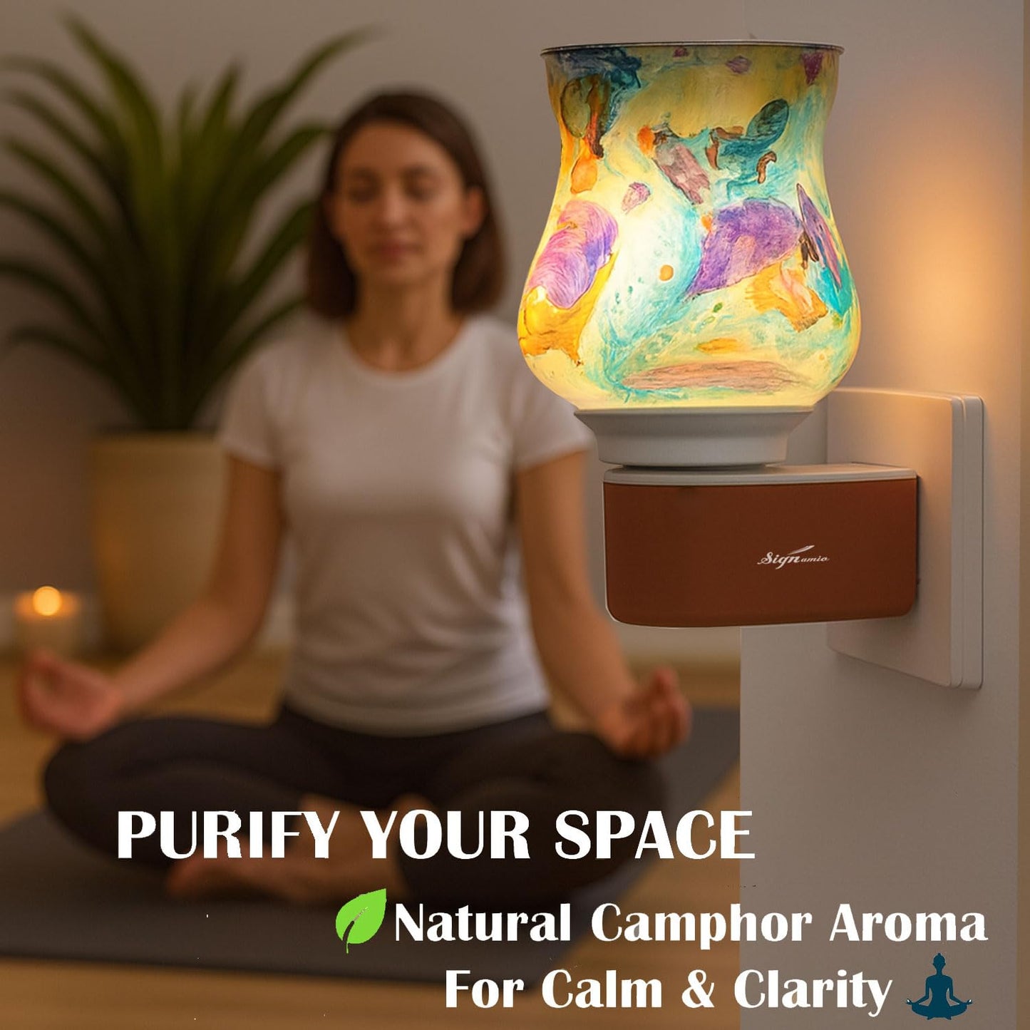 SIGNAMIO Multi Color 2 in 1 Electric Kapoor Dani Burner: Essential Home Fragrance Product & Room Freshener Diffuser with Night Lamp for Pooja Rooms, Aroma, Oil & Camphor Diffuser Capabilities-DN-24