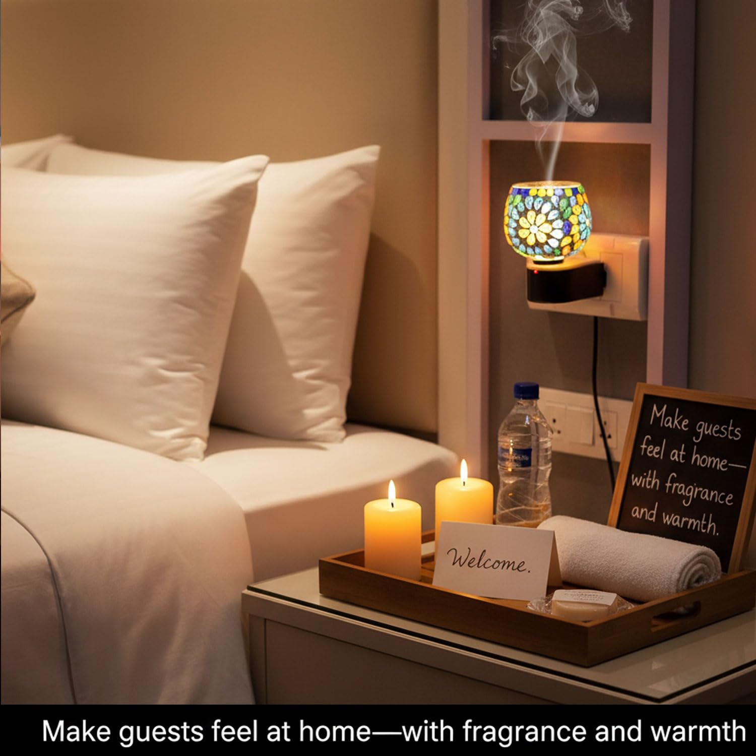 SIGNAMIO Multi Color 2 in 1 Kapoor Dani Electric Camphor Diffuser Burner & Aroma Diffuser Home Fragrance with Night Lamp, Perfect for Pooja Rooms & Daily Room Freshener Needs - DN-10