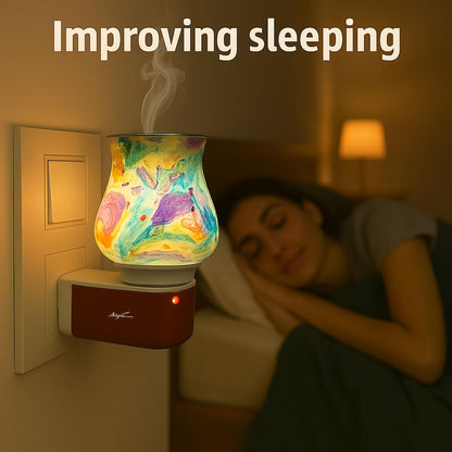 SIGNAMIO Multi Color 2 in 1 Electric Kapoor Dani Burner: Essential Home Fragrance Product & Room Freshener Diffuser with Night Lamp for Pooja Rooms, Aroma, Oil & Camphor Diffuser Capabilities-DN-24