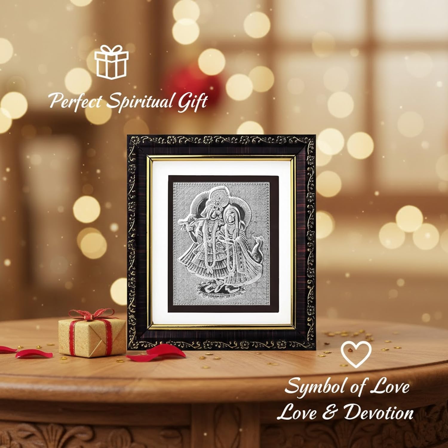 SIGNAMIO 999 Pure Silver Radhe krishna Photo Frame - Elegant Gift for Pooja Room, Ideal Pure Silver Gift Items