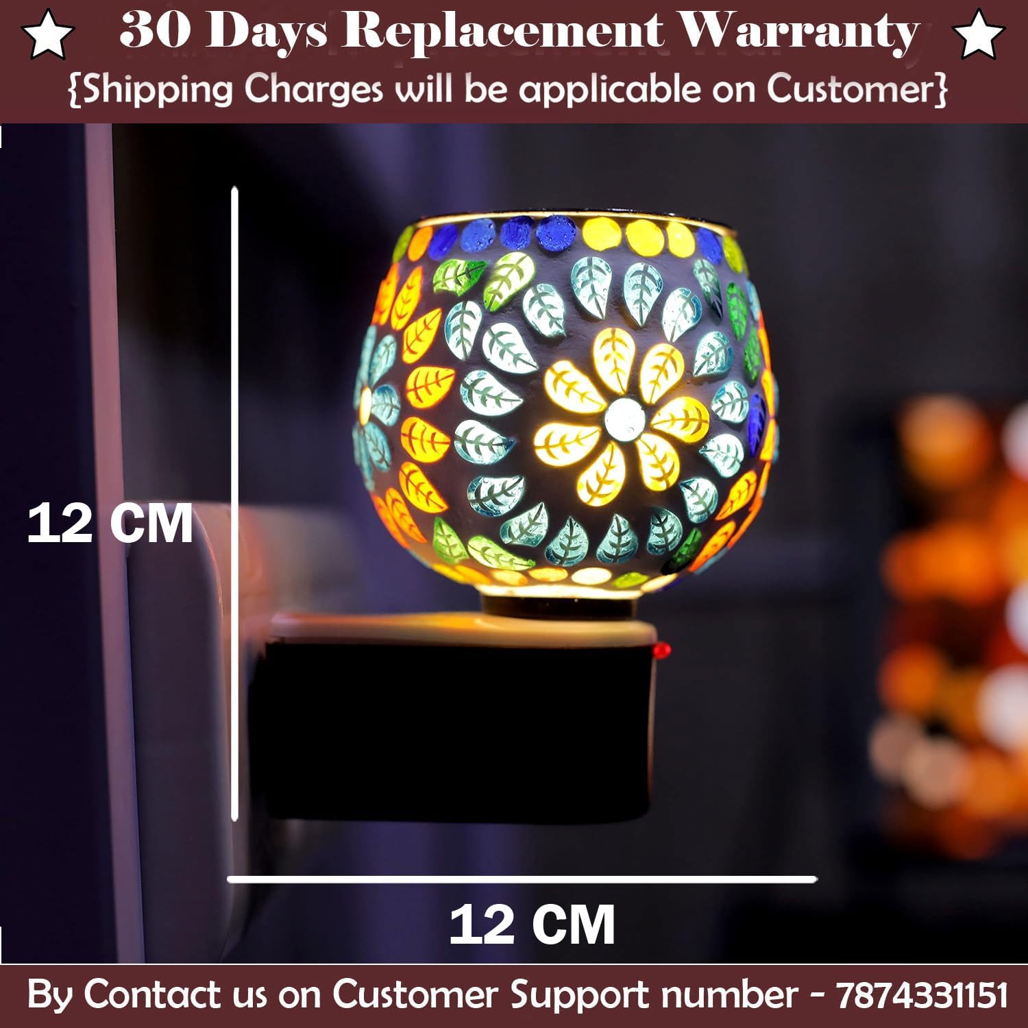 SIGNAMIO Multi Color 2 in 1 Kapoor Dani Electric Camphor Diffuser Burner & Aroma Diffuser Home Fragrance with Night Lamp, Perfect for Pooja Rooms & Daily Room Freshener Needs - DN-10