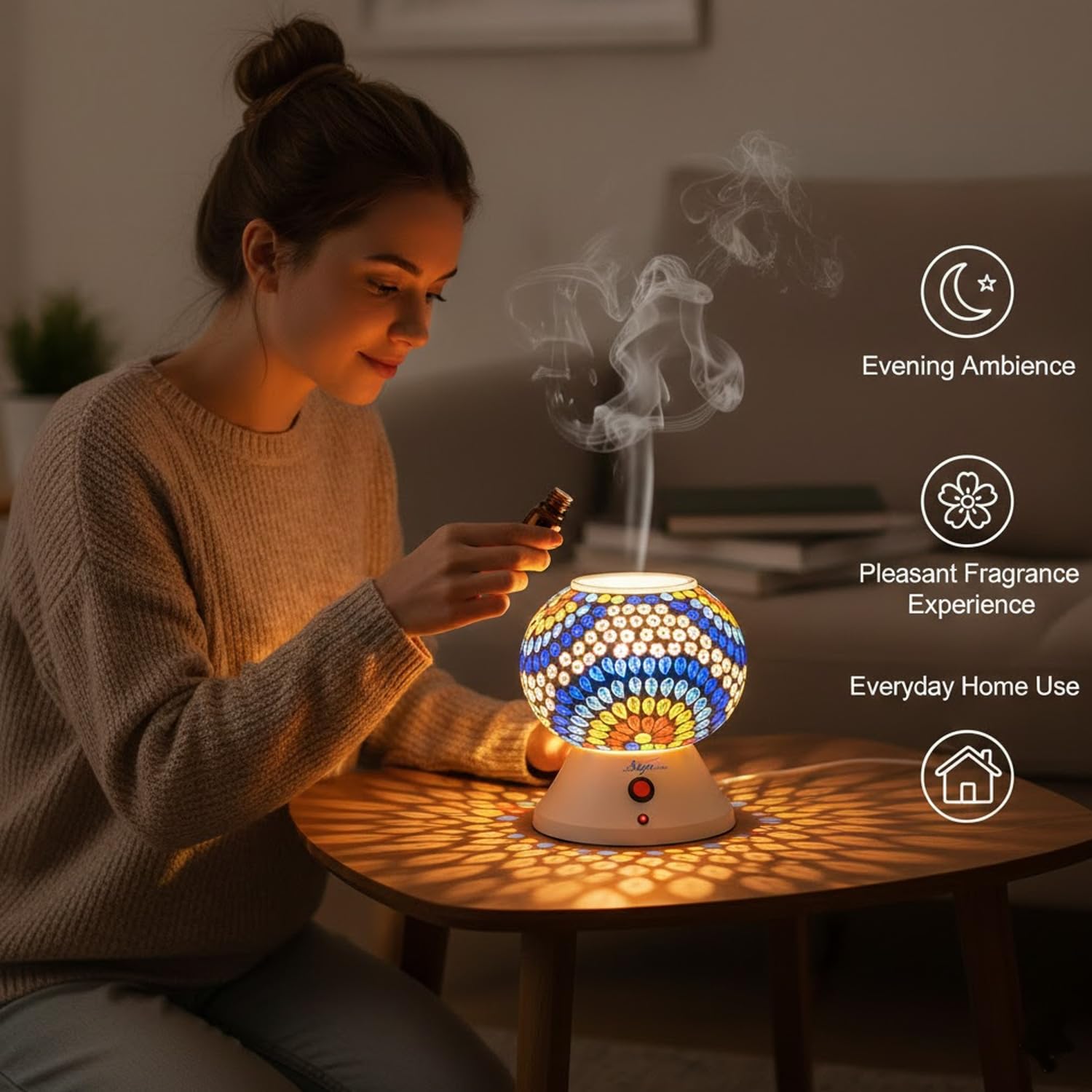 Signamio Hand Made Table Top Camphor Diffuser Burner - Kapoor Dani Electrical Aroma Oil Diffuser Night Lamp - Kapoor Machine for Home & Office DN-1 (Aroma Oils not Included)
