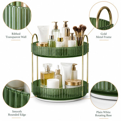 Signamio Gold 2 Tier 360 Rotating Tray Organiser (Vintage Green)
