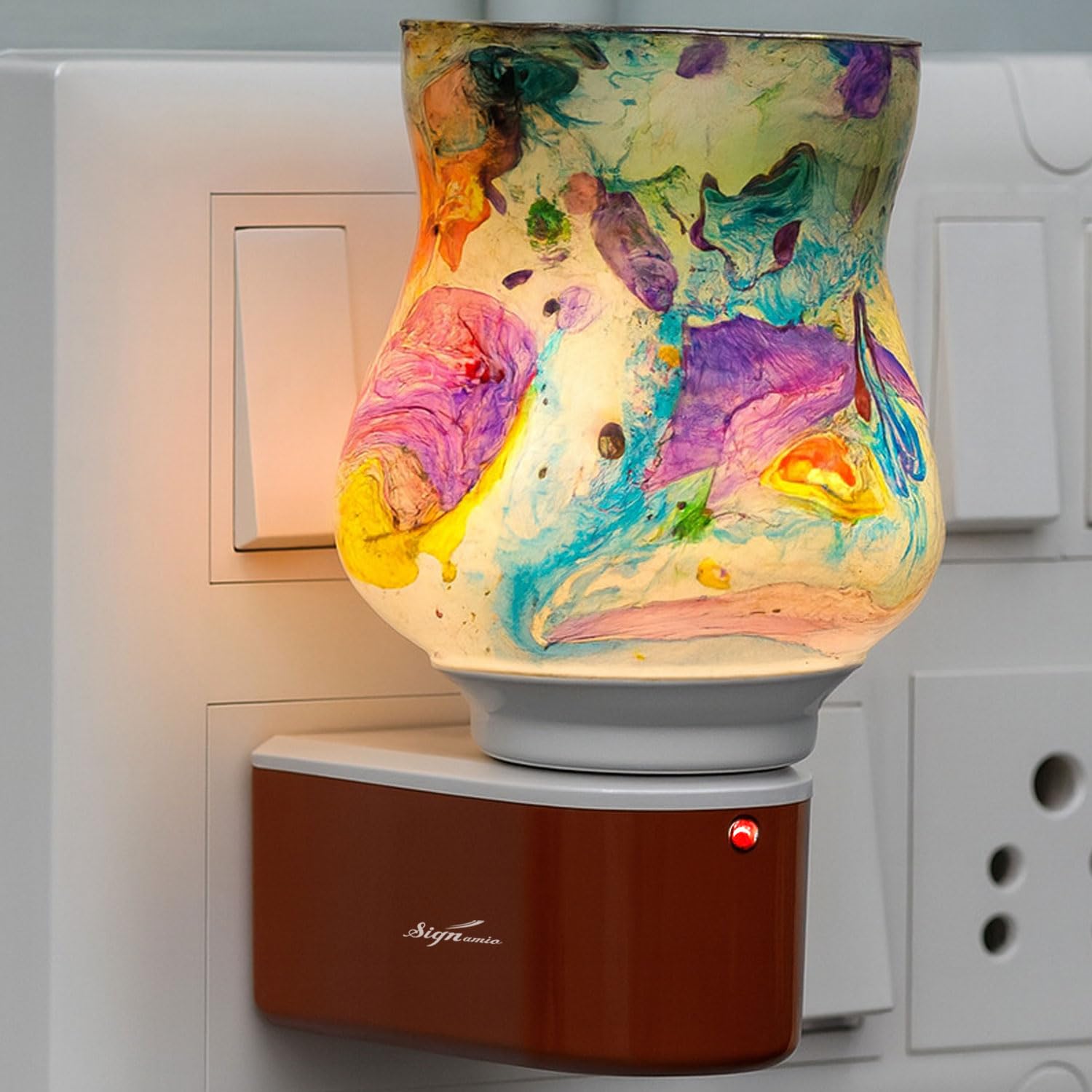 Signamio 3 in 1 Multi-Functional Camphor Diffuser Burner - Kapoor Dani Electrical Camphor with Night Lamp & Mosquito Repellent | Kapoor Dani for Home Fragrance and Ambient Lighting DN-28