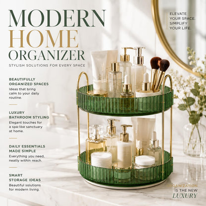Signamio Gold 2 Tier 360 Rotating Tray Organiser (Vintage Green)