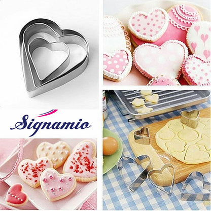 SIGNAMIO® Stainless Steel Cookie Cutter Shapes for Kids Flower, Round, Heart, Star Biscuit Metal Molds Cutters for Kitchen,Baking,Cutlet, Pastry Tools - 12 pcs Each Set