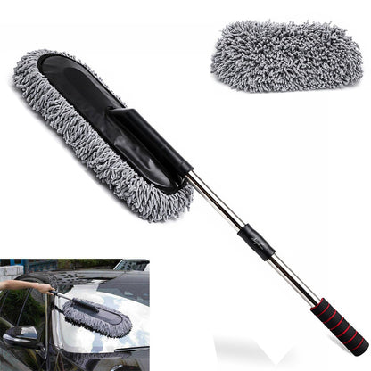 Signamio Car Duster Microfiber Brush Car Cleaning Accessories Compact Soft Non Scratch Fibers for Interior and Exterior Dusting Detailing and Quick Touch Ups - White