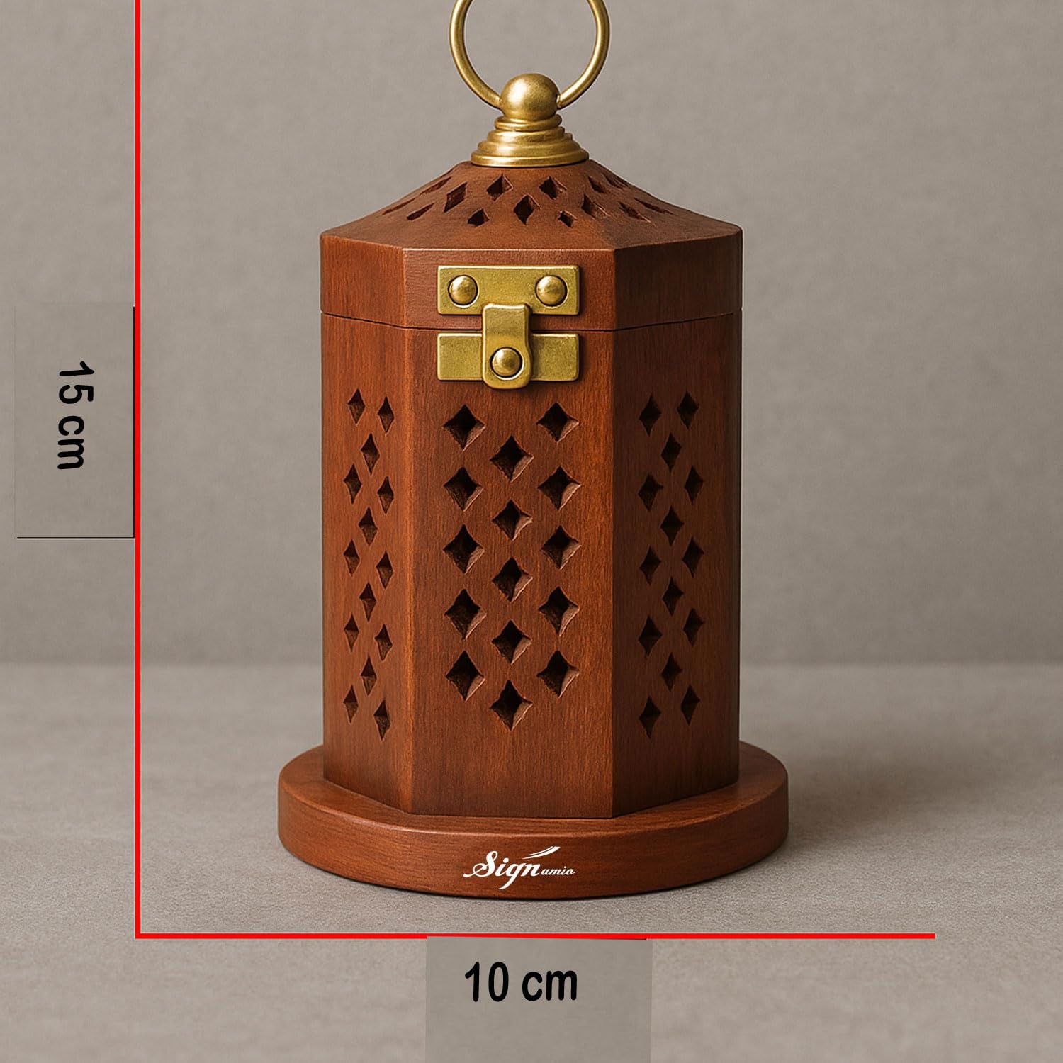 SIGNAMIO® Hanging Handcrafted Wooden Sambrani Dhoop Dhup Stand - Perfect Room Decoration and Incense Cone Holder for Home Mandir, Ideal Dhoop Dani and Pooja Items
