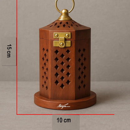 SIGNAMIO® Hanging Handcrafted Wooden Sambrani Dhoop Dhup Stand - Perfect Room Decoration and Incense Cone Holder for Home Mandir, Ideal Dhoop Dani and Pooja Items
