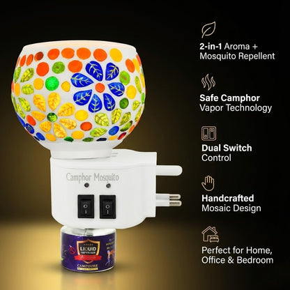 Signamio 3 in 1 Multi-Functional Camphor Diffuser Burner - Kapoor Dani Electrical Camphor with Night Lamp & Mosquito Repellent | Kapoor Dani for Home Fragrance and Ambient Lighting DN-26