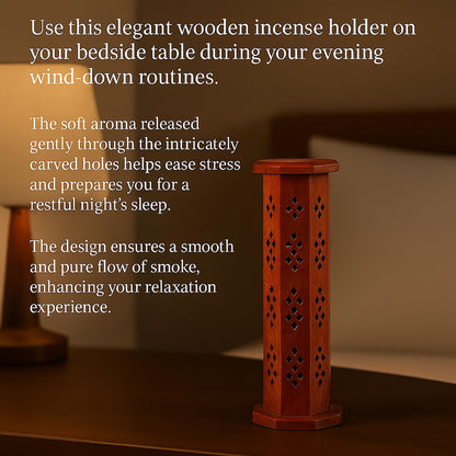 SIGNAMIO® 2pcs Wooden Tower Agarbatti and Dhoop Holder Premium Incense Stick Stand with Ash Catcher for Pooja Room Decoration - Puja Items for Home Mandir & Agarbatti Stand Holder with Storage Box