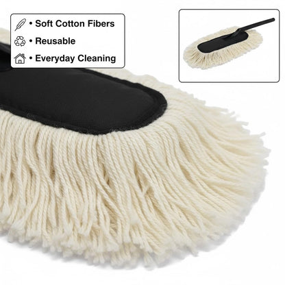 Signamio Car Duster Microfiber Brush Car Cleaning Accessories Compact Soft Non Scratch Fibers for Interior and Exterior Dusting Detailing and Quick Touch Ups - White