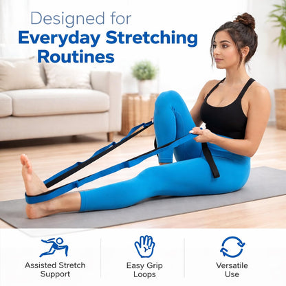 Signamio Yoga Belt for Women - Premium Stretching Belt for Exercise & Hamstring Stretch Strap - Essential Yoga Accessories for Flexibility & Strength Training-12 Loop - Blue-Black
