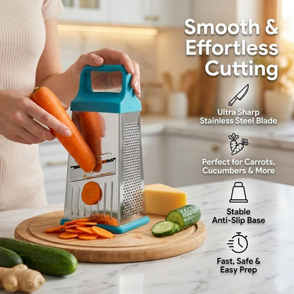 Signamio 5 in 1 Grater Stainless Steel Box, Vegetable Slicer for Kitchen - Multi-Function Carrot Grater Machine, Premium Design for Effortless and Efficient Food Preparation - Multicolor