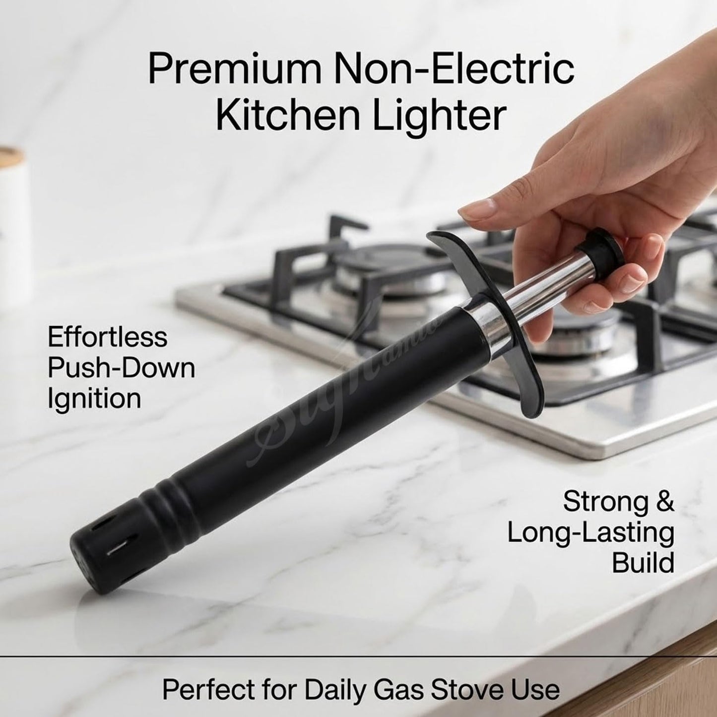 Signamio Gas Lighter for Kitchen - Durable Lighter for Gas Stove, Easy-to-Use Gas Lighter with Ergonomic Handle, Safe Ignition, Perfect for Home Cooking, BBQ, and Camping Needs
