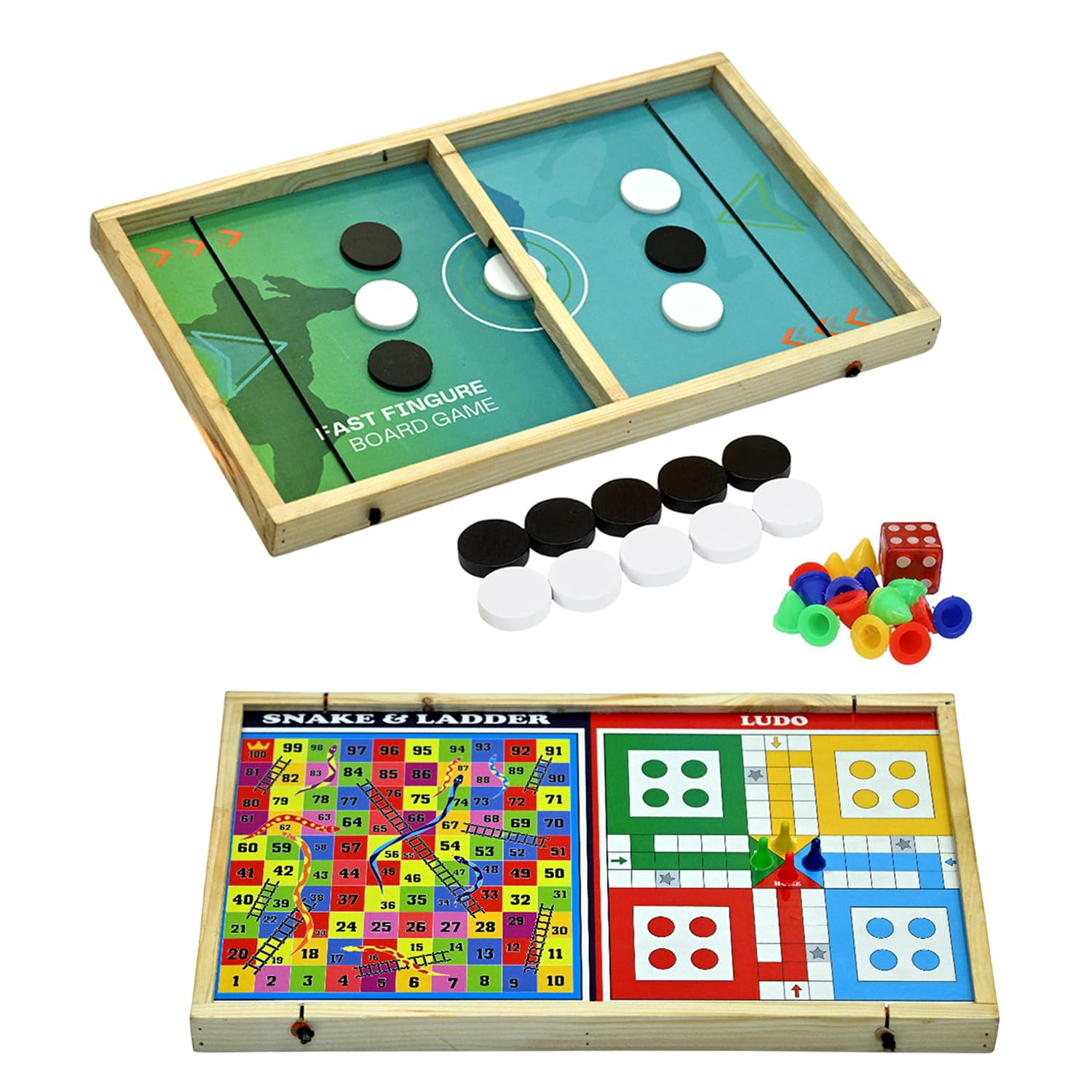 Signamio 3 in 1 String Hockey Board Game - Sling Puck Board Game, Slingo Board Game with Chess and Ludo Features - Classic Play for Family and Friends