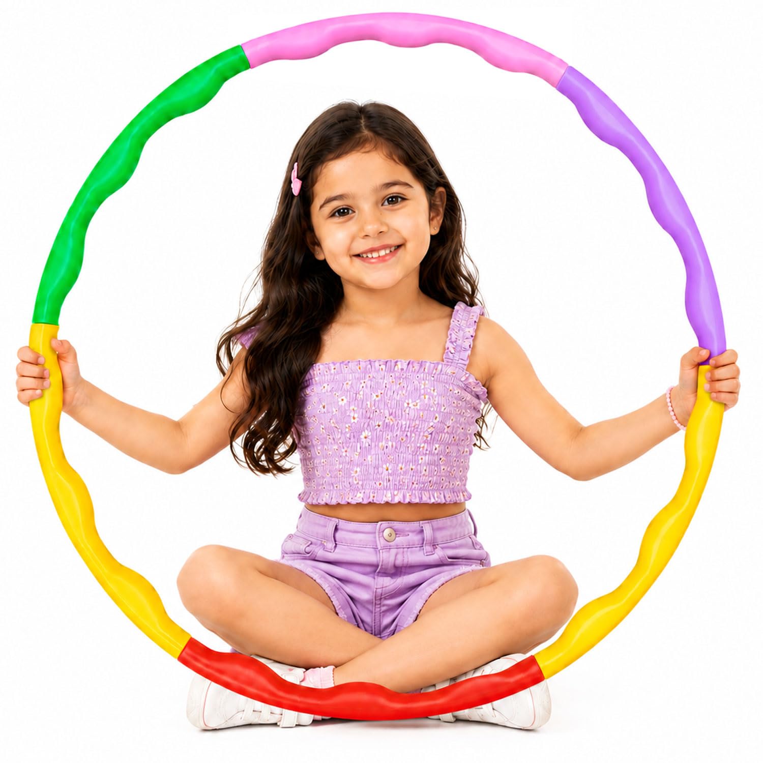 SIGNAMIO® Collapsible Hula Hoop for Weight Loss and Fitness - Inter-Lockable Pieces, Exercise Ring for Kids and Adults, Unisex Hula Hoop for Women and Men, Perfect for Gymnastics and Fun - Purple