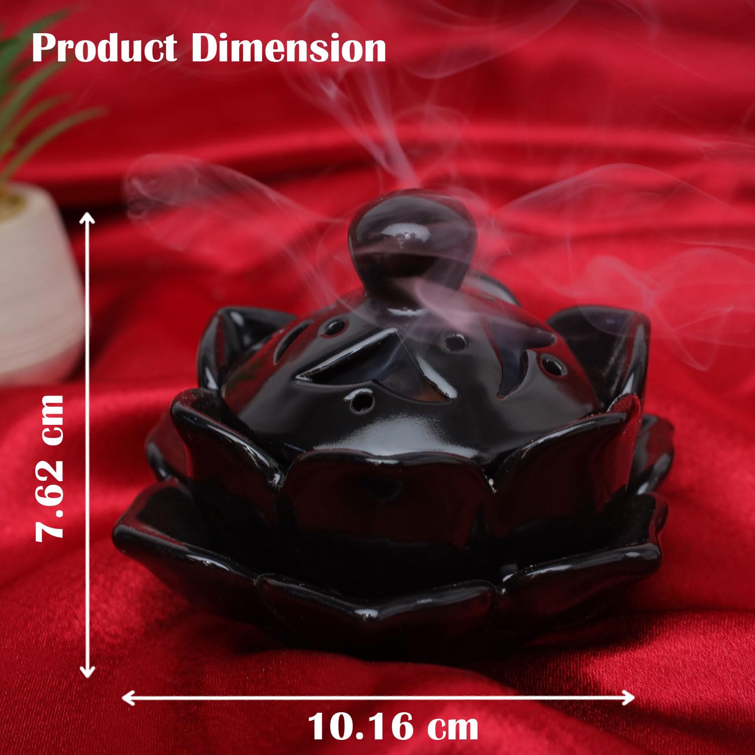 SIGNAMIO Sambrani Dhoop Stand - Ceramic Dhoop Holder for Pooja Room Decoration Items - Elegant and Durable Design - Black
