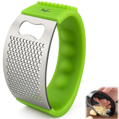 Signamio Garlic Peeler Tool - Versatile Garlic Crusher Mini Hand Press Chopper for Effortless Garlic Preparation, Durable and Easy to Clean Kitchen Essential - Green