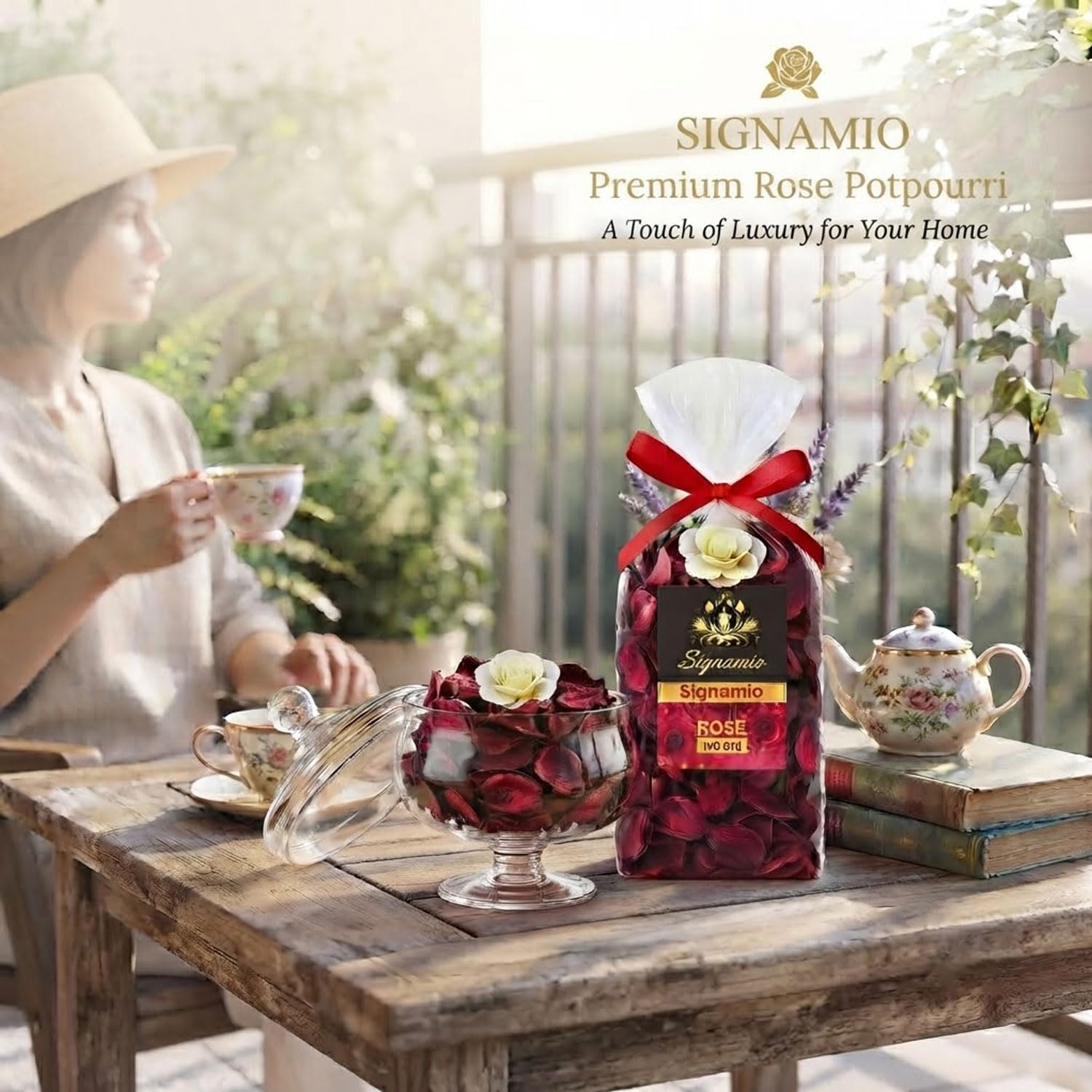 SIGNAMIO Potpourri Flowers - Dry Flowers for Decoration, Scented Dry Flower Mix for Home Decor, Natural Fragrance, Floral Arrangement, Aromatic Bowl Filler, Gift Basket Filler - Rose